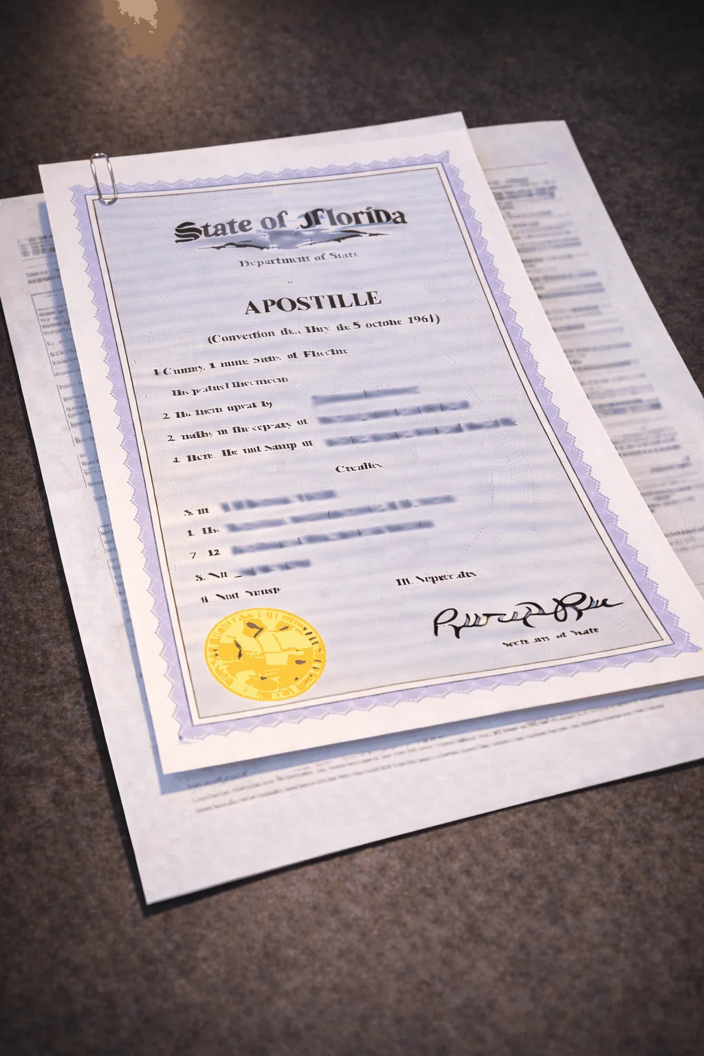 Palm Beach County apostille office guiding client through FBI background check fingerprint submission for international adoption