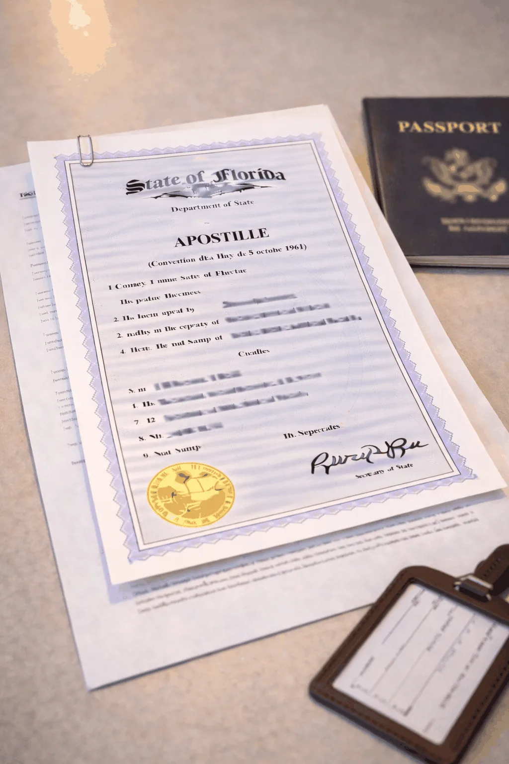 Palm Beach County apostille office processing travel authorization letter for minor traveling internationally